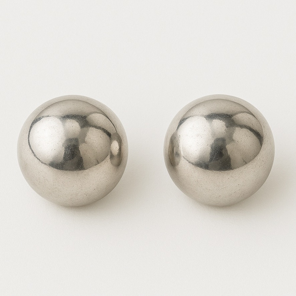 Silver Tone Ball Stud Earrings